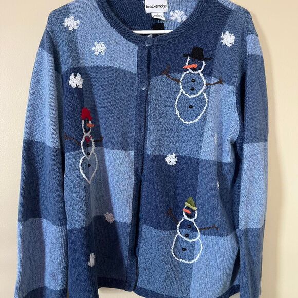 Vintage Breckinridge Women's Snowman Cardigan - Picture 1 of 5